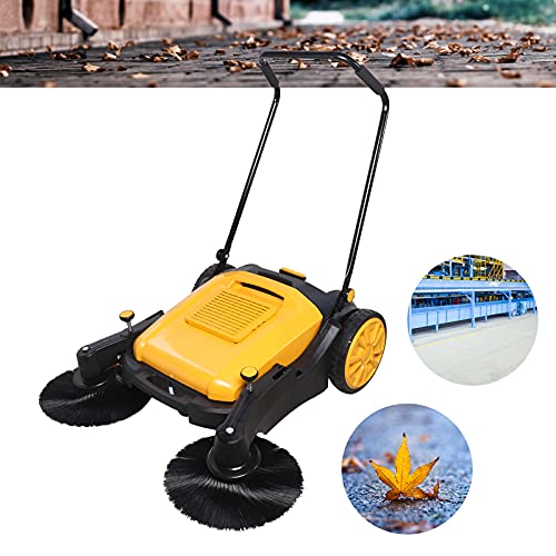 CNCEST 41" Foldable Walk Behind Hand Push Sweeper,Self Propelled Sweeper Cleaning and Collection,Floor Sweeper Adjustment Roller Brush 55L Barrel Capacity 3680㎡/H