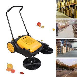 CNCEST 41" Foldable Walk Behind Hand Push Sweeper,Self Propelled Sweeper Cleaning and Collection,Floor Sweeper Adjustment Roller Brush 55L Barrel Capacity 3680㎡/H