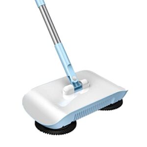 eioflia 3 in 1 sweeper mop vacuum cleaner hand push floor cleaner,upgrade soft and thick brush + microfiber mop easy to use (blue)