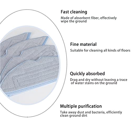 Vacuum Mop Replacement Pad for Roborock T7S T7S S7 Plus Reusable Hard Floor Robot Cleaner Cloth, Lenmu Mica Microfiber Soft Pad 4 Pack