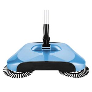 imikeya push sweeper floor carpet sweeper manual sweeper cleaner 360° rotating floor cleaning mop for home (blue)