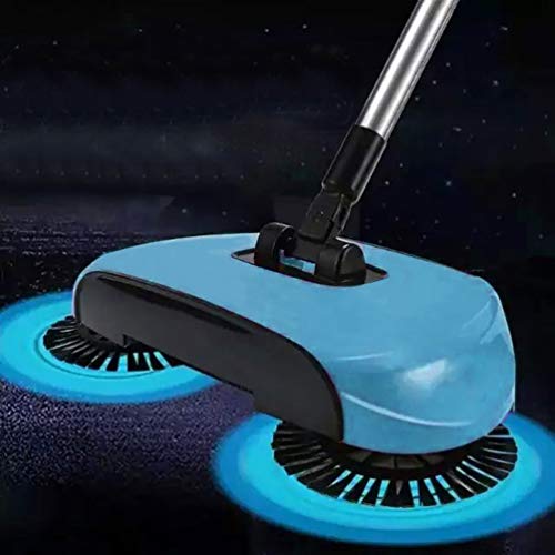 IMIKEYA Push Sweeper Floor Carpet Sweeper Manual Sweeper Cleaner 360° Rotating Floor Cleaning Mop for Home (Blue)