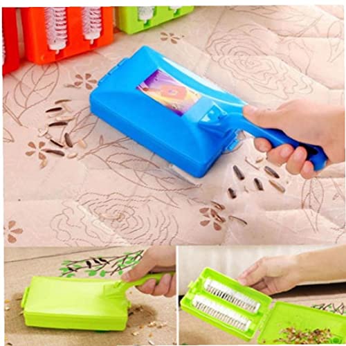 Froiny Double Brush Handheld Carpet Sweeper Crumb Dirt Brush Cleaner Collector Random Color, 26.5 x 10.5 x 7.5cm