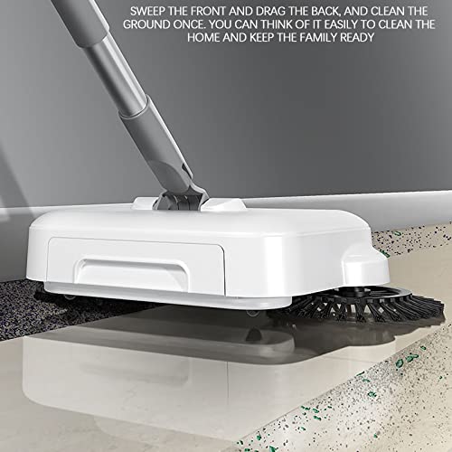 MIS1950s Hand Push Sweeper, Home Sweeping Mopping Machine Vacuum Cleaner Natural Sweep Carpet and Floor Sweeper with Dual Rotating System and 2 Corner Edge Brushes Cleaning Sweeper Tool