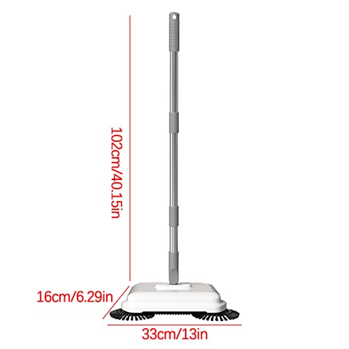 MIS1950s Hand Push Sweeper, Home Sweeping Mopping Machine Vacuum Cleaner Natural Sweep Carpet and Floor Sweeper with Dual Rotating System and 2 Corner Edge Brushes Cleaning Sweeper Tool