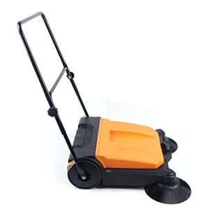 DNYSYSJ 26" Industrial Walk-Behind Floor Sweeper Foldable Hand-Push Floor Cleaning Machine Heavy Duty for Outdoor Driveway