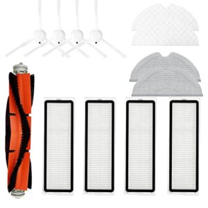 replacement parts accessories kits compatible for mijia 1c 2c 1t for dreame f9 robot vacuum cleaner, 1 roller brush 2 pairs side brush 4 hepa filter 2 disposable mop cloth 2 reusable cloth pad