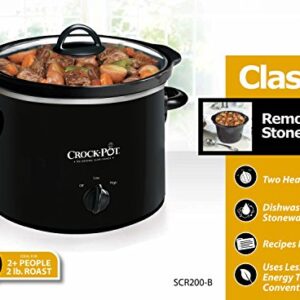 Crock-Pot 2-QT Round Manual Slow Cooker, Black (SCR200-B)