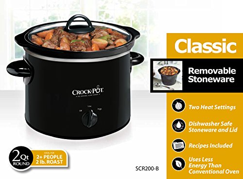 Crock-Pot 2-QT Round Manual Slow Cooker, Black (SCR200-B)