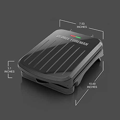 George Foreman 2-Serving Classic Plate Electric Indoor Grill and Panini Press, Black, GRS040B