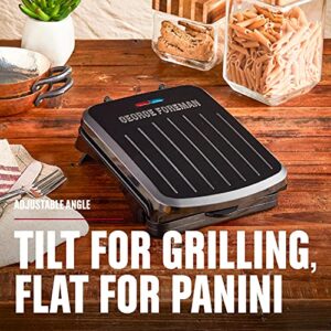 George Foreman 2-Serving Classic Plate Electric Indoor Grill and Panini Press, Black, GRS040B