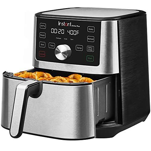 Instant Vortex Plus Air Fryer Oven, 6 Quart, From the Makers of Instant Pot, 6-in-1, Broil, Roast, Dehydrate, Bake, Non-stick and Dishwasher-Safe Basket, App With Over 100 Recipes, Stainless Steel