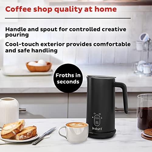 Instant Milk Frother, 4-in-1 Electric Milk Steamer, 10oz/295ml Automatic Hot and Cold Foam Maker and Milk Warmer for Latte, Cappuccinos, Macchiato, From the Makers of Instant Pot 500W, Black