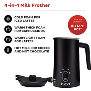 Instant Milk Frother, 4-in-1 Electric Milk Steamer, 10oz/295ml Automatic Hot and Cold Foam Maker and Milk Warmer for Latte, Cappuccinos, Macchiato, From the Makers of Instant Pot 500W, Black