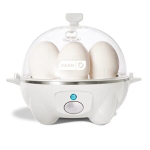 dash rapid egg cooker: 6 egg capacity electric egg cooker for hard boiled eggs, poached eggs, scrambled eggs, or omelets with auto shut off feature – white (dec005wh)