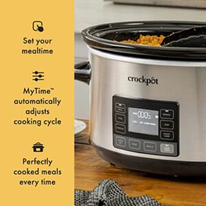 Crockpot Portable 7 Quart Slow Cooker with Locking Lid and Auto Adjust Cook Time Technology, Stainless Steel
