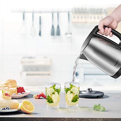 Comfee 1.7L Stainless Steel Electric Tea Kettle, BPA-Free Hot Water Boiler, Cordless with LED Light, Auto Shut-Off and Boil-Dry Protection, 1500W Fast Boil