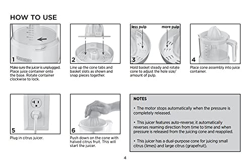 BLACK+DECKER 32oz Citrus Juicer, White, CJ650W,Small