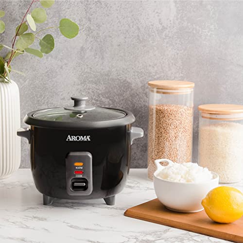 Aroma Housewares 6-Cup (Cooked) / 1.5Qt. Rice & Grain Cooker (ARC-363NGB),Black,6-Cup Cooked / 3-Cup Uncooked