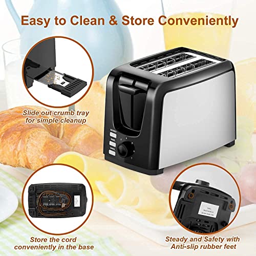 Toaster 2 Slice Wide Slot Best Rated Prime Black Toasters the Best 2 Slice Wide for Bagel Bread Waffle Two Slice Toaster with 7 Bread Shade Settings and Bagel, Defrost, Cancel Function Tosterster 2 Slices with Removable Crumb Tray