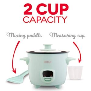 DASH Mini Rice Cooker Steamer with Removable Nonstick Pot, Keep Warm Function & Recipe Guide, 2 cups, for Soups, Stews, Grains & Oatmeal - Aqua