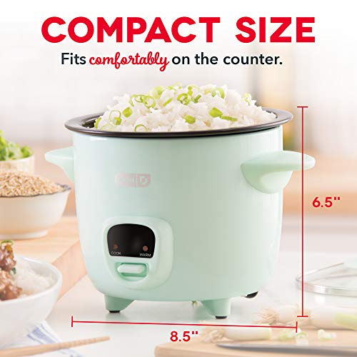 DASH Mini Rice Cooker Steamer with Removable Nonstick Pot, Keep Warm Function & Recipe Guide, 2 cups, for Soups, Stews, Grains & Oatmeal - Aqua