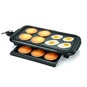 bella electric griddle w warming tray, make 8 pancakes or eggs at once, fry flip & serve warm, healthy-eco non-stick coating, hassle-free clean up, submersible cooking surface, 10″ x 18″, copper/black