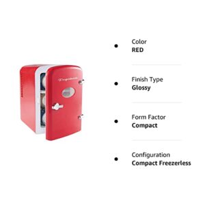 Frigidaire EFMIS129-RED Mini Portable Compact Personal Fridge Cooler, 1 Gallons, 6 Cans