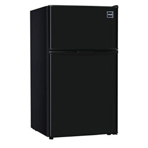 rca – 2-door – compact refrigerator/freezer – reversible doors – adjustable thermostat – 3.2 cu. ft. – black,
