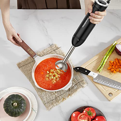 Bonsenkitchen Handheld Blender, Electric Hand Blender 12-Speed with Turbo Mode, Immersion Hand Held Blender Stick with Stainless Steel Blades for Soup, Smoothie, Puree, Baby Food