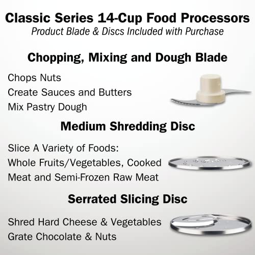 Cuisinart 14 Cup Food Processor, Includes Stainless Steel Standard Slicing Disc (4mm), Medium Shredding Disc, & Stainless Steel Chopping/Mixing Blade, DFP-14BCNY