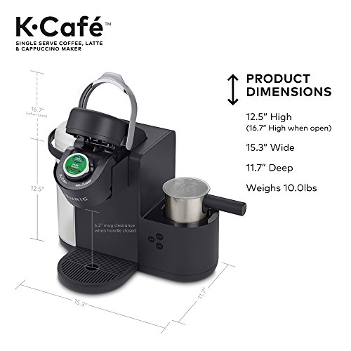 Keurig K-Cafe Single-Serve K-Cup Coffee Maker, Latte Maker and Cappuccino Maker, Comes with Dishwasher Safe Milk Frother, Coffee Shot Capability, Compatible With all Keurig K-Cup Pods, Dark Charcoal