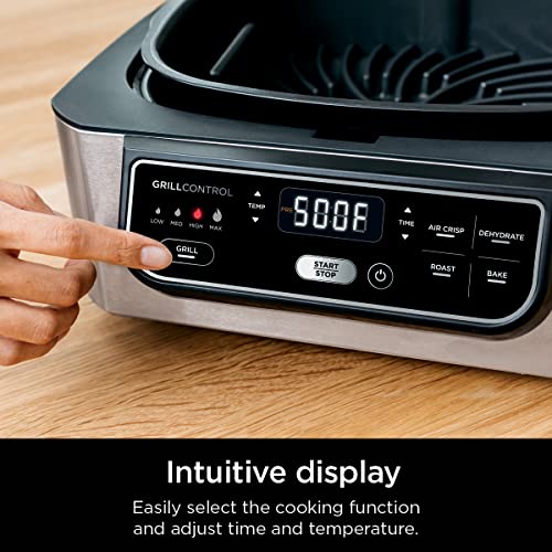 Ninja AG301 Foodi 5-in-1 Indoor Grill with Air Fry, Roast, Bake & Dehydrate, Black/Silver