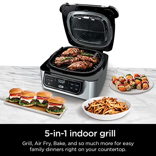 Ninja AG301 Foodi 5-in-1 Indoor Grill with Air Fry, Roast, Bake & Dehydrate, Black/Silver