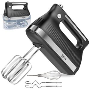 mhcc hand mixer,5-speed electric hand mixer with whisk, storage case,kitchen handheld beaters,black