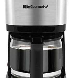 Elite Gourmet EHC9420 Automatic Brew & Drip Coffee Maker, with Pause N Serve, Reusable Filter, On/Off Switch, Water Level Indicator, 5-Cup, Stainless Steel