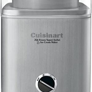 Ice Cream Maker by Cuisinart, Ice Cream and Frozen Yogurt Machine, 2-Qt. Double-Insulated Freezer Bowl, Silver, ICE30BC