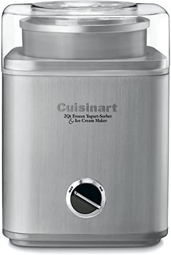 Ice Cream Maker by Cuisinart, Ice Cream and Frozen Yogurt Machine, 2-Qt. Double-Insulated Freezer Bowl, Silver, ICE30BC