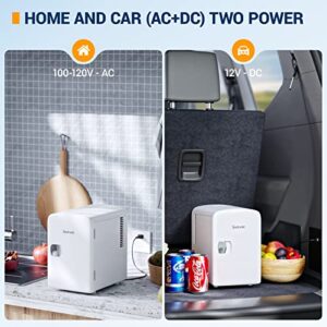 AstroAI Mini Fridge, 4 Liter/6 Can AC/DC Portable Thermoelectric Cooler and Warmer Refrigerators for Skincare, Beverage, Home, Office and Car, ETL Listed (White)