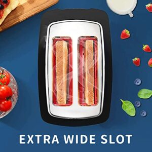 Toaster 2 Slice Wide Slot Toaster Best Rated Prime Displav Smart Toasters with LCD Digital Countdown Timer and Bagel/Defrost/Cancel/Reheat Function