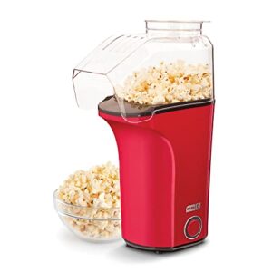 dash hot air popcorn popper maker with measuring cup to portion popping corn kernels + melt butter, 16 cups – red