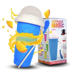 ej1 slushie maker cup tik tok frozen magic double layer silicone squeeze cup – quick cool stuff slushy milk shake ice cream smoothies homemade diy bpa free cool gadget with lid & straw for family