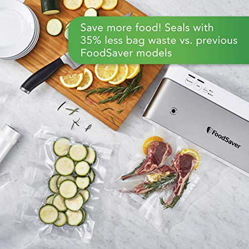 FoodSaver Compact Vacuum Sealer Machine with Sealer Bags and Roll for Airtight Food Storage and Sous Vide, White