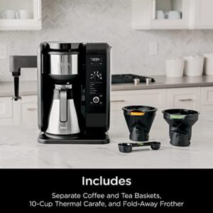 Ninja CP307 Hot and Cold Brewed System, Tea & Coffee Maker, with Auto-iQ, 6 Sizes, 5 Styles, 5 Tea Settings, 50 oz Thermal Carafe, Frother, Coffee & Tea Baskets, Dishwasher Safe Parts, Black