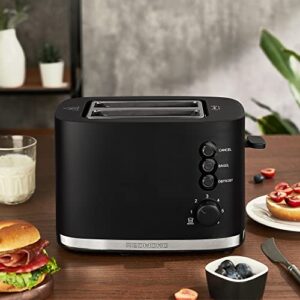 REDMOND Toaster 2 Slice, 1.5" Extra Wide Slots Black Toaster with Reheat, Bagel, Defrost, Cancel Function, 6-Shade Settings, Removable Crumb Tray and High Lift Lever Classic Bread Toaster, 900W