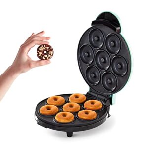 dash mini donut maker machine for kid-friendly breakfast, snacks, desserts & more with non-stick surface, makes 7 doughnuts – aqua