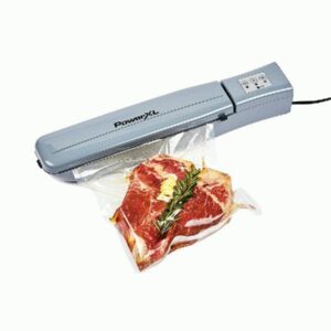 PowerXL Duo NutriSealer Food Vacuum Sealer Machine with Vacuum Seal Bags & Rolls, Double Airtight Sealing with Built-in Cutter, Small Snack Bag Capability, Safety Certified, Lab Tested, LED Indicator Lights (Slate)