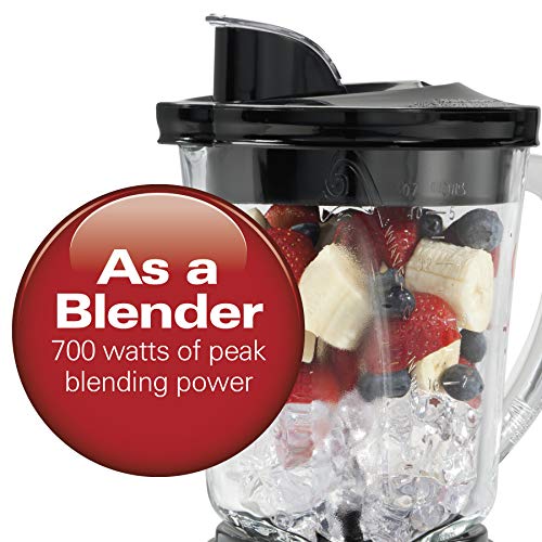 Hamilton Beach Power Elite Blender with 40oz Glass Jar and 3-Cup Vegetable Chopper, 12 Functions for Puree, Ice Crush, Shakes and Smoothies, Black and Stainless Steel (58149)