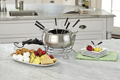 Cuisinart CFO-3SS 3-Quart Electric Fondue Pot 1000-Watt Electric Fondue Set is Suitable for Chocolate, Cheese, Broth and or Oil, Stainless Steel