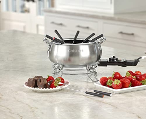 Cuisinart CFO-3SS 3-Quart Electric Fondue Pot 1000-Watt Electric Fondue Set is Suitable for Chocolate, Cheese, Broth and or Oil, Stainless Steel